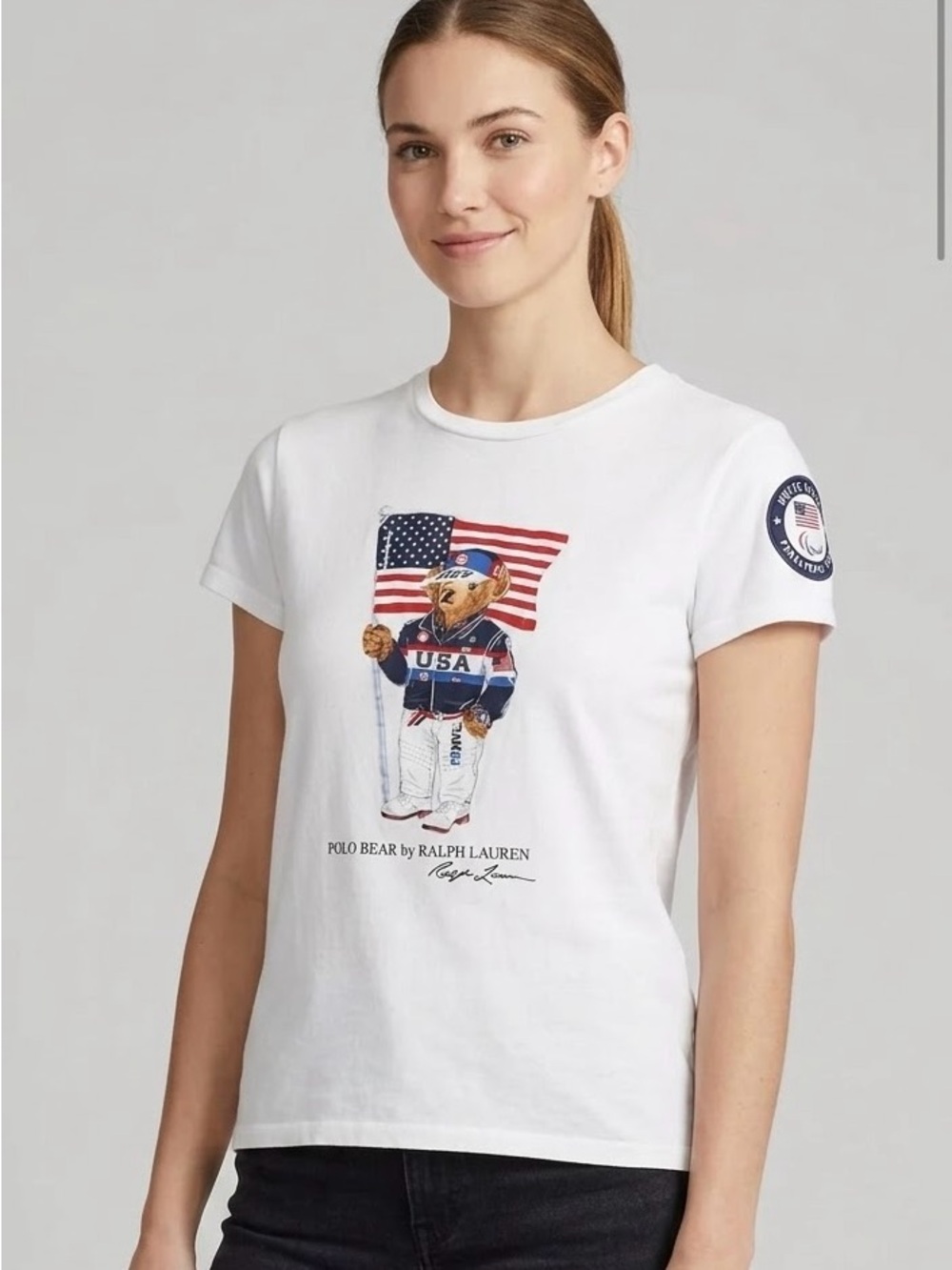 Polo Ralph Lauren Team USA 2024 Olympic Paralympic Polo Bear T-Shirt White M